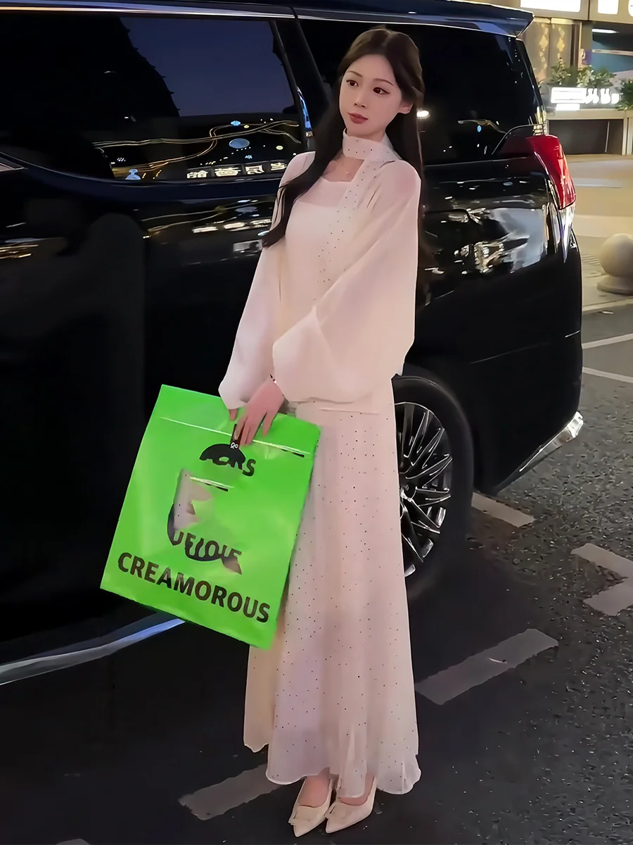 Verano 2025, Top de punto holgado con alas de murciélago para mujer con detalle de encaje, falda f, conjunto de camiseta, traje informal Faionable