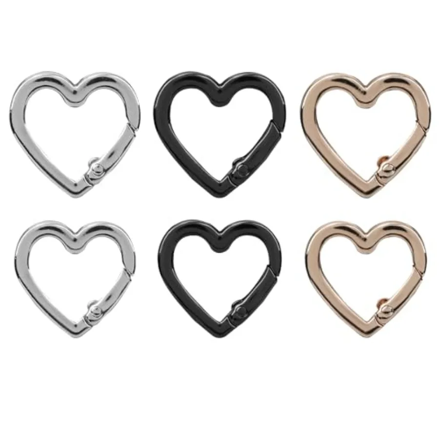 

6pcs Heart Shaped Mini Carabiner Keychain Cute Metal Locking Chain Clips Small Heart Carabiners for Key Backpack Dog Leashes Wa