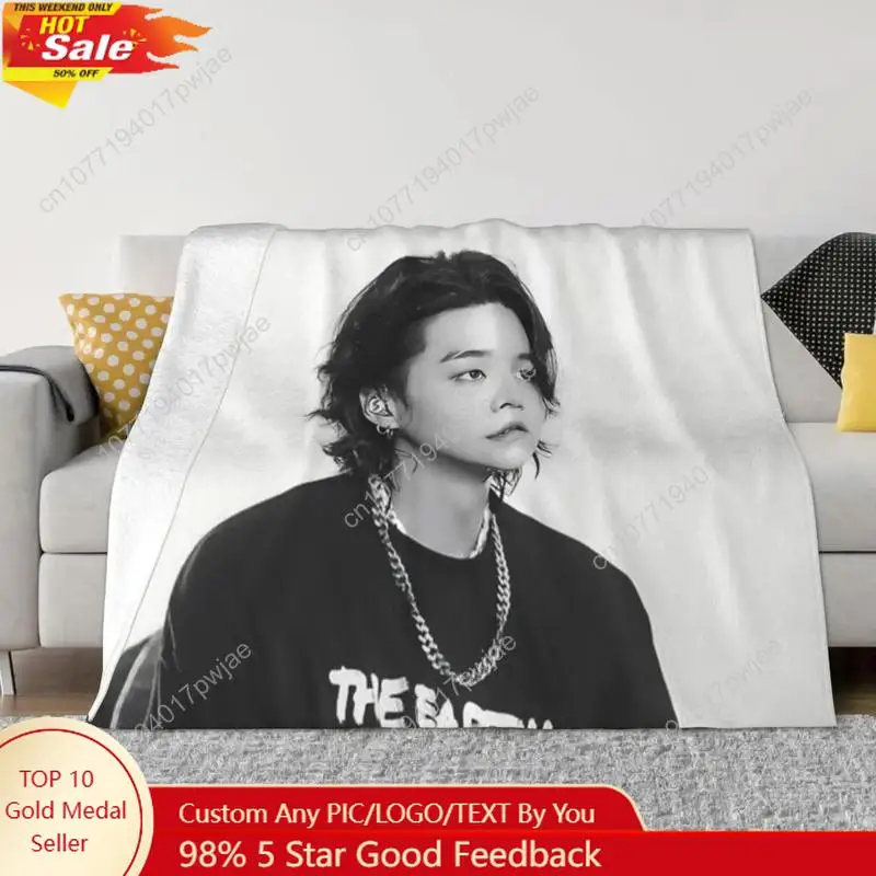Yoongi concert Throw Blanket Dorm Room Essentials cosplay anime Blanket Sofa Custom blankets