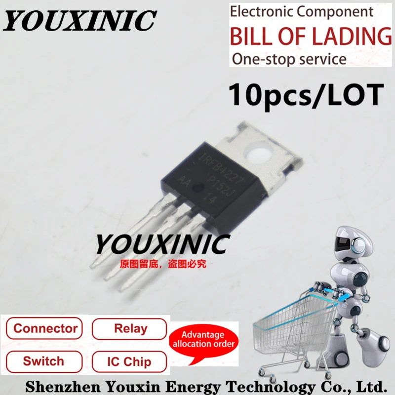 

YOUXINIC 2021+ 100% New Imported Original IRFB4227PBF IRFB4227 FB4227 TO-220 N-Channel 200V 65A MOS Tube PDP Switch