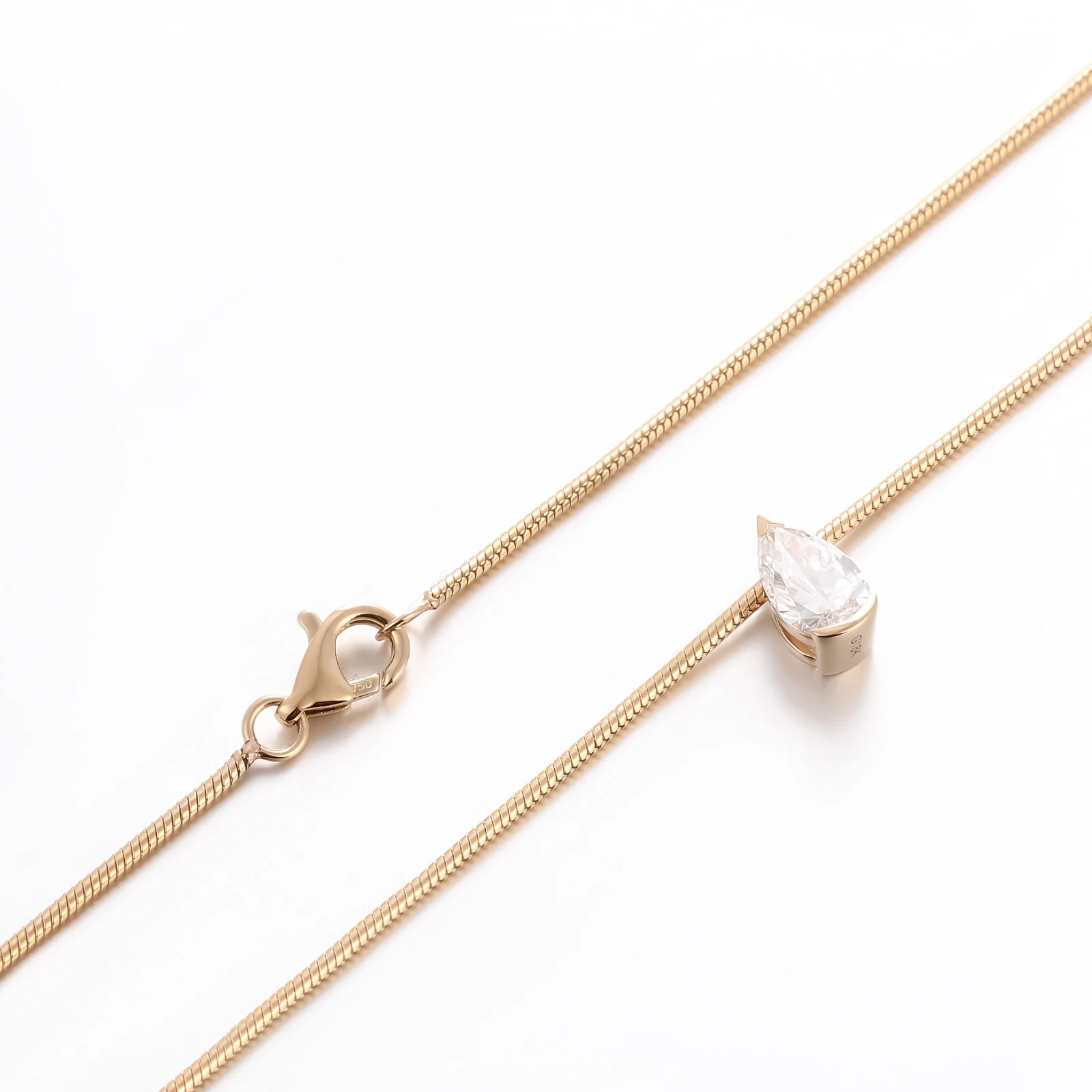 Provence jewelry 18K yellow gold snake chain necklace 2CT pear cut lab diamond pendant necklace custom birthday Anniversary gift