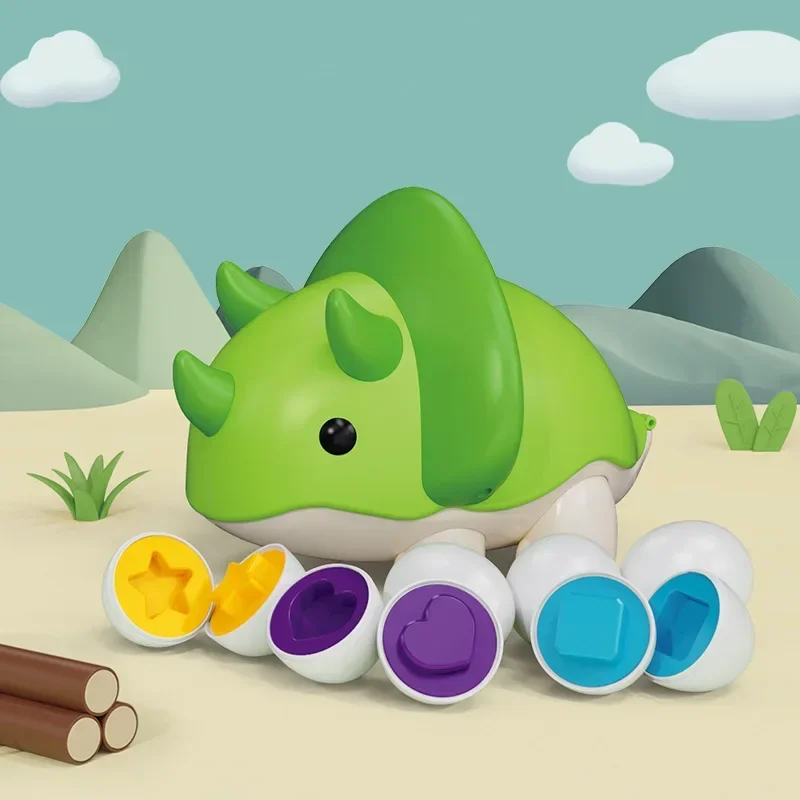 Montessori Smart Color Twisted Egg Baby Early Education Forma Corrispondenza Scatola di immagazzinaggio di uova di dinosauro per bambini Giocattoli per regali per bambini