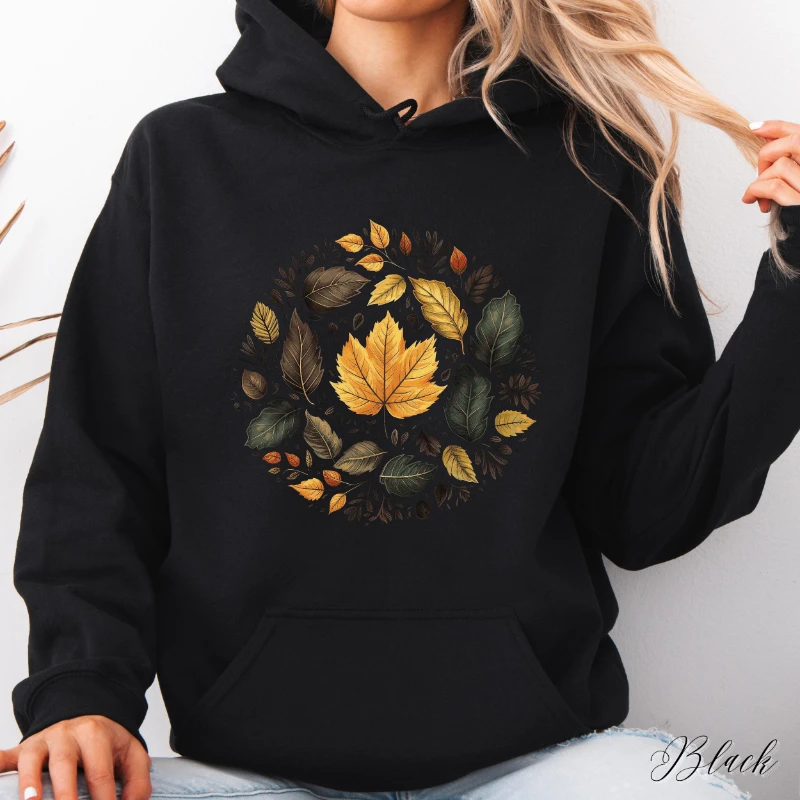 

Autumn Leaves Hoodie, Fallen Leaf Aesthetic Hoodie, Cottagecore Autumn Hoodie, Oversized Boho Clothes, Nature Hoody