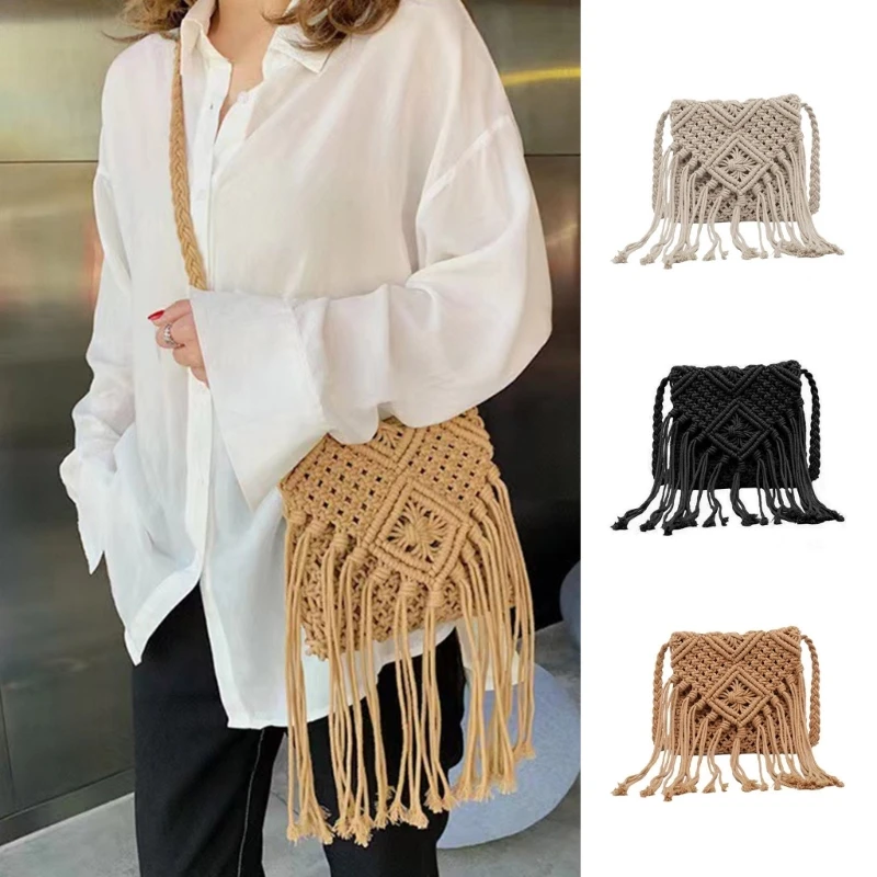 Crossbody  Bag Tassel-Bags Women Casual Travel Bag Coffee/Beige/Black- E74B