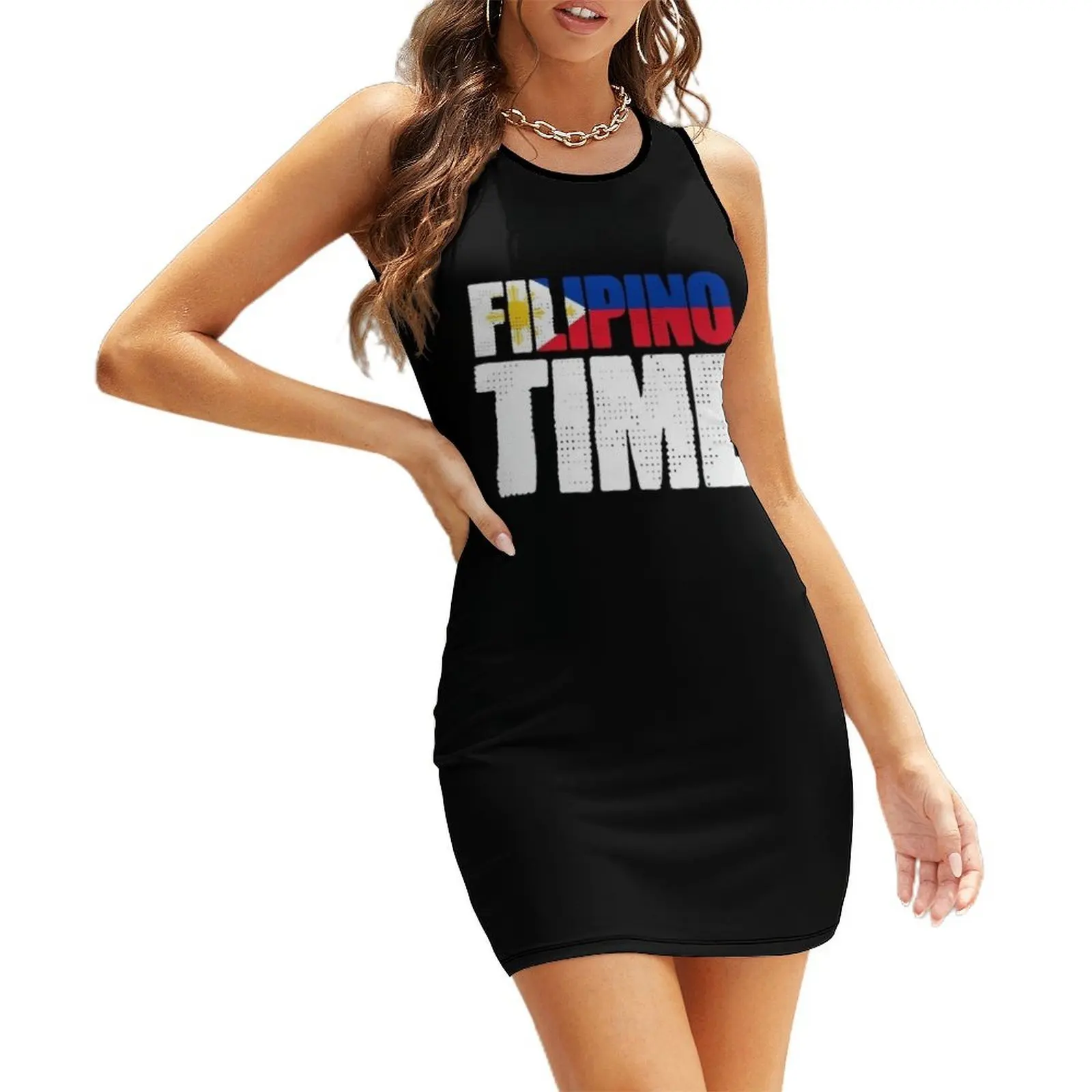 

Filipino Time Funny Philippine Culture For A Timed Pinoy Sleeveless Sundress Women's clothing Summer women's clothing