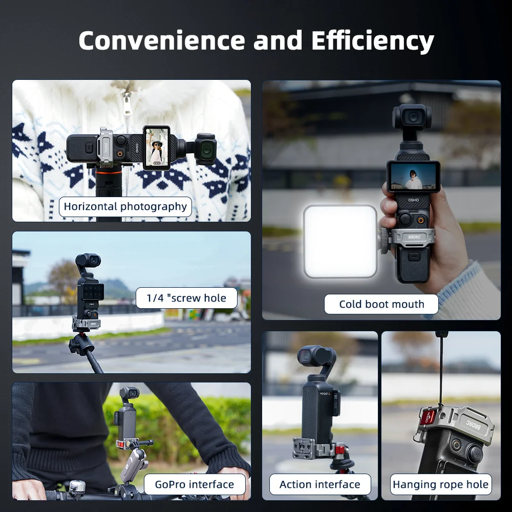 جيب معدني 3 إطار تمديد لكاميرا DJI Osmo Pocket 3 مع 1/4 قوس محول الحذاء البارد ملحقات التصوير لضوء الميكروفون