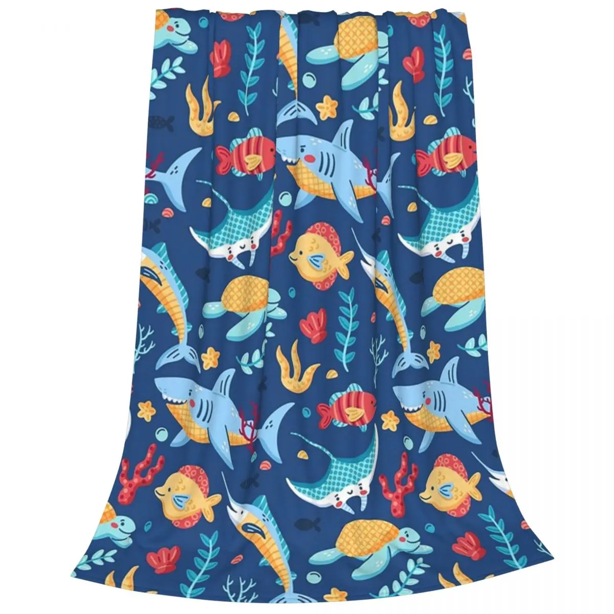 Cute Shark Day Blankets Flannel Multi-function Sofa Throw Blankets For Couch Bedding Travel Throws Bedspread Quilt