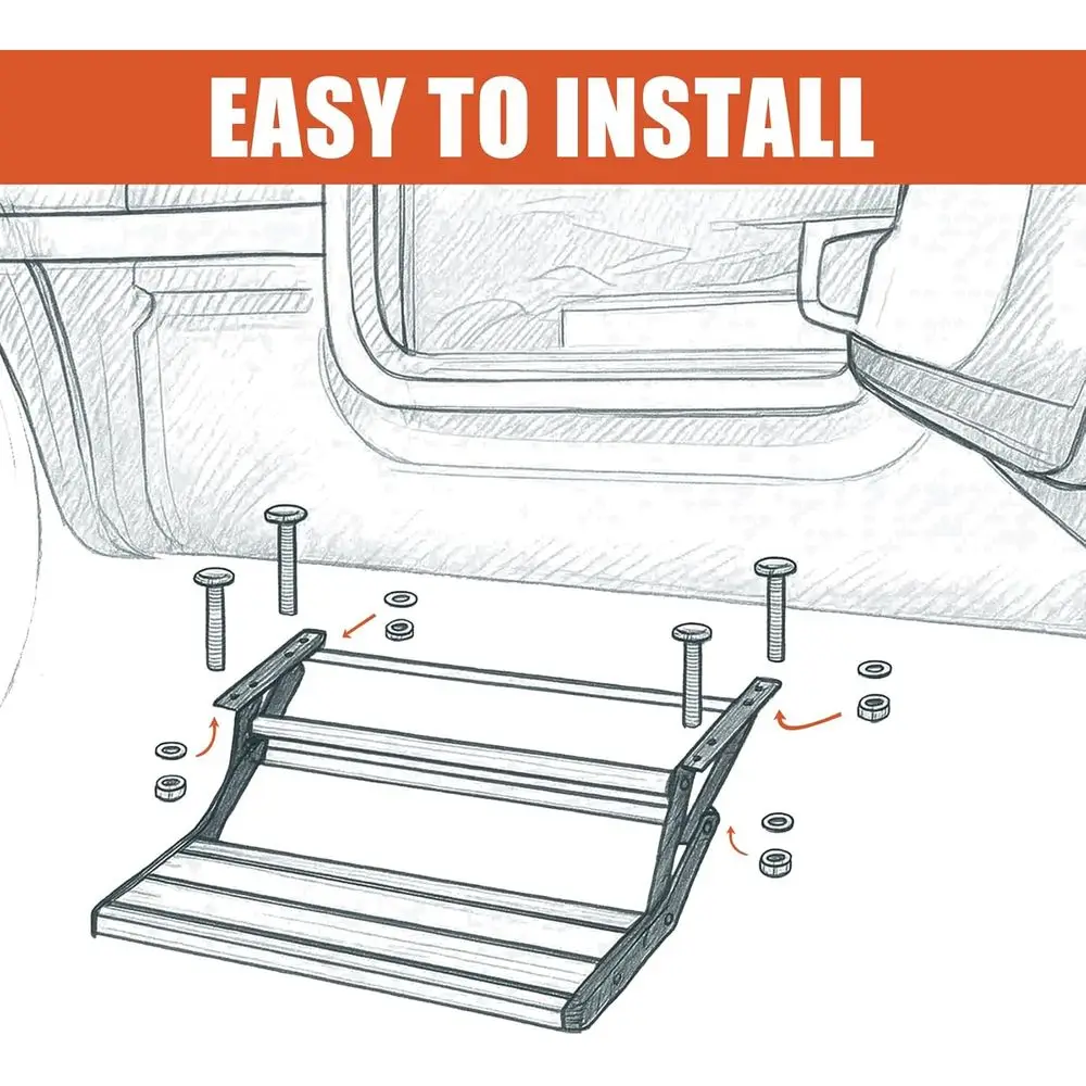 دليل RV خطوة سلم واحد خطوة تلسكوبي للطي RV دخول درج استبدال ل RV شاحنة تخييم متنقل السفر مقطورة #6