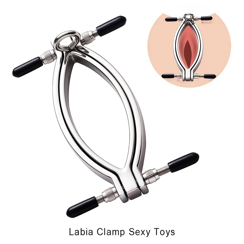 Adult Intimate Exotic Accessory - Labia Clamp with Metal Chain Peeping Dilator Sexy Toys for Women Bondage Equipment view 5