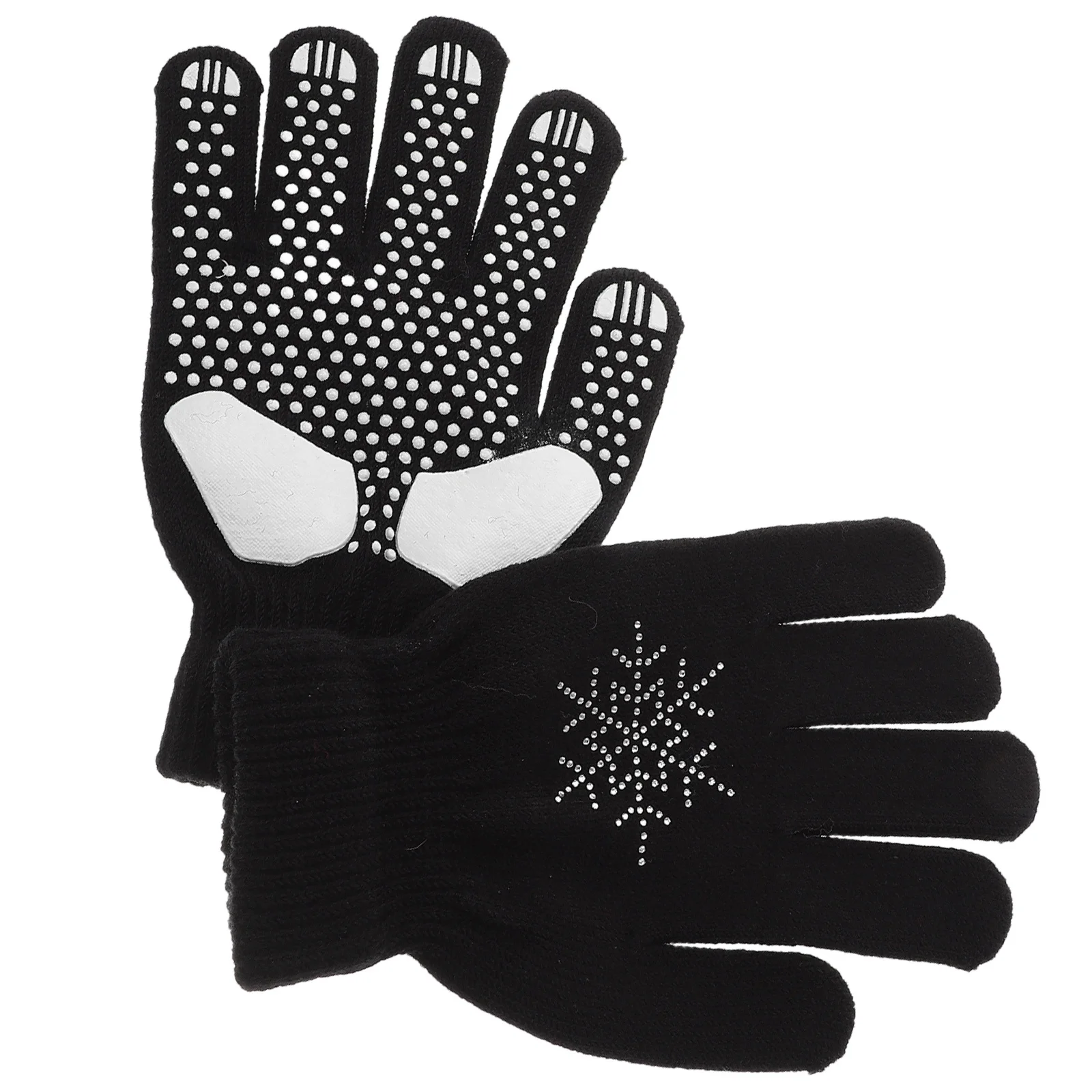 

Ice Skating Gloves Snowflake Rhinestone Winter Warm Non Slip Ski Gloves Figure Skating Accessories Cold Weather Outdoor Sports