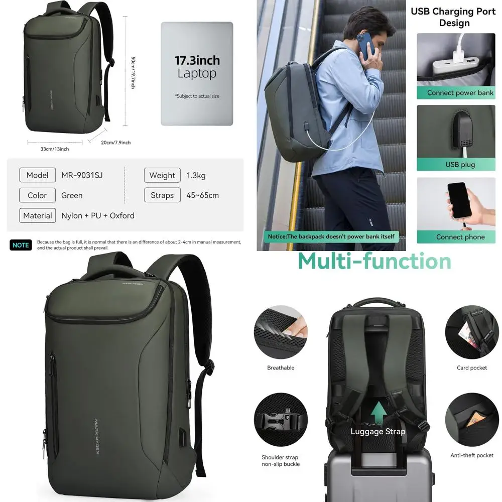 

Men's High-Tech Waterproof Car-Shaped Laptop Backpack with USB Port, Fits 17.3 Notebooks
