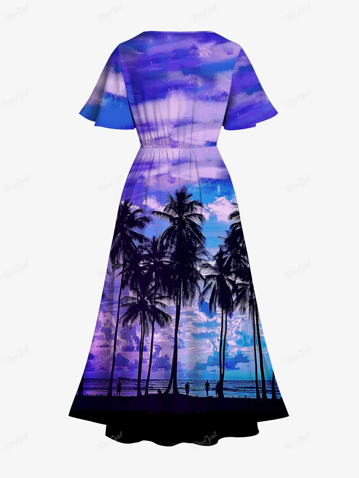 Outfit for Couples Dress vestido فساتين طويلة 원피스 Plus Size Coconut Tree Cloud Sea Print Plus Size Matching Hawaii Beach