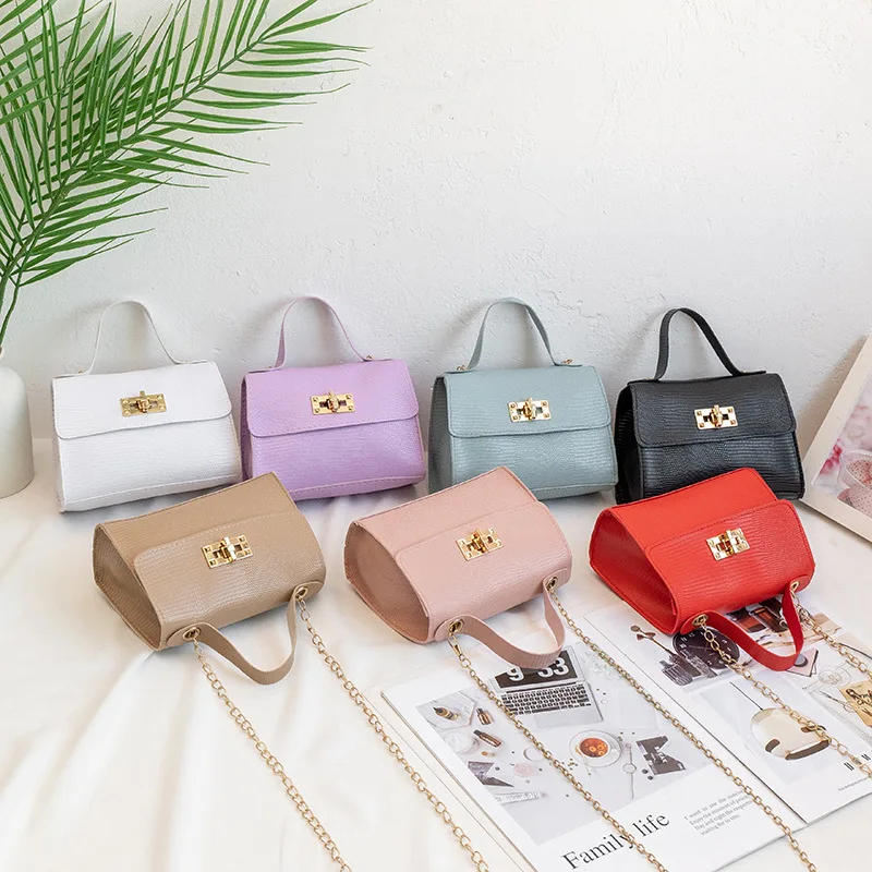 Lizard pattern portable small square 2024hand bag simple fashion messenger diamond chain shoulder bag female