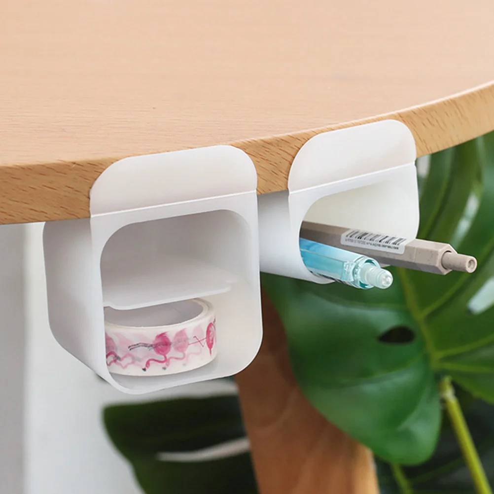 

3pcs Monitor Storage Box White Plastic Pen Holder Stationery ganizer for Desktop Under Screen Multi function Office