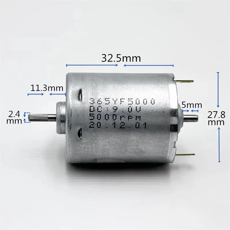 RS-365 Micro 365 Dual Shaft Motor DC 6V 9V 12V 14.4V 18V 24V 14200RPM Mini 28mm Electric Motor Knurled Shaft DIY Sweeper Robot