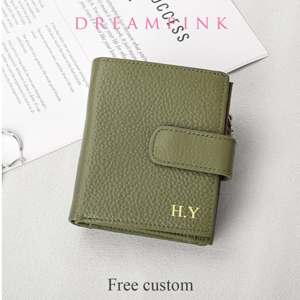 Bifold Leather Wallet - Carteira feminina de couro com nome