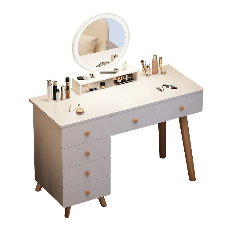 Minimal Drawers Dresser Cabinet Handles White Nordic Led Mirror Storage Makeup Table Women ModernMesa De Maquillaje Funiture