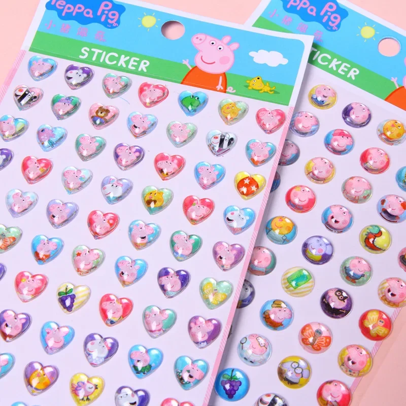 Random 1PCS Peppa Pig\'s Toy Susie George Susie 3D Acrylic Crystal Gemstone Diamond Crystal Sticker Kids Boy Girl Reward Sticker