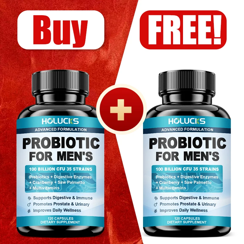 

Men's Probiotic 100 Billion CFU 35 Strains with Prebiotic Digestive Enzymes Saw Palmetto Cranberry for Prostate Immune Health
