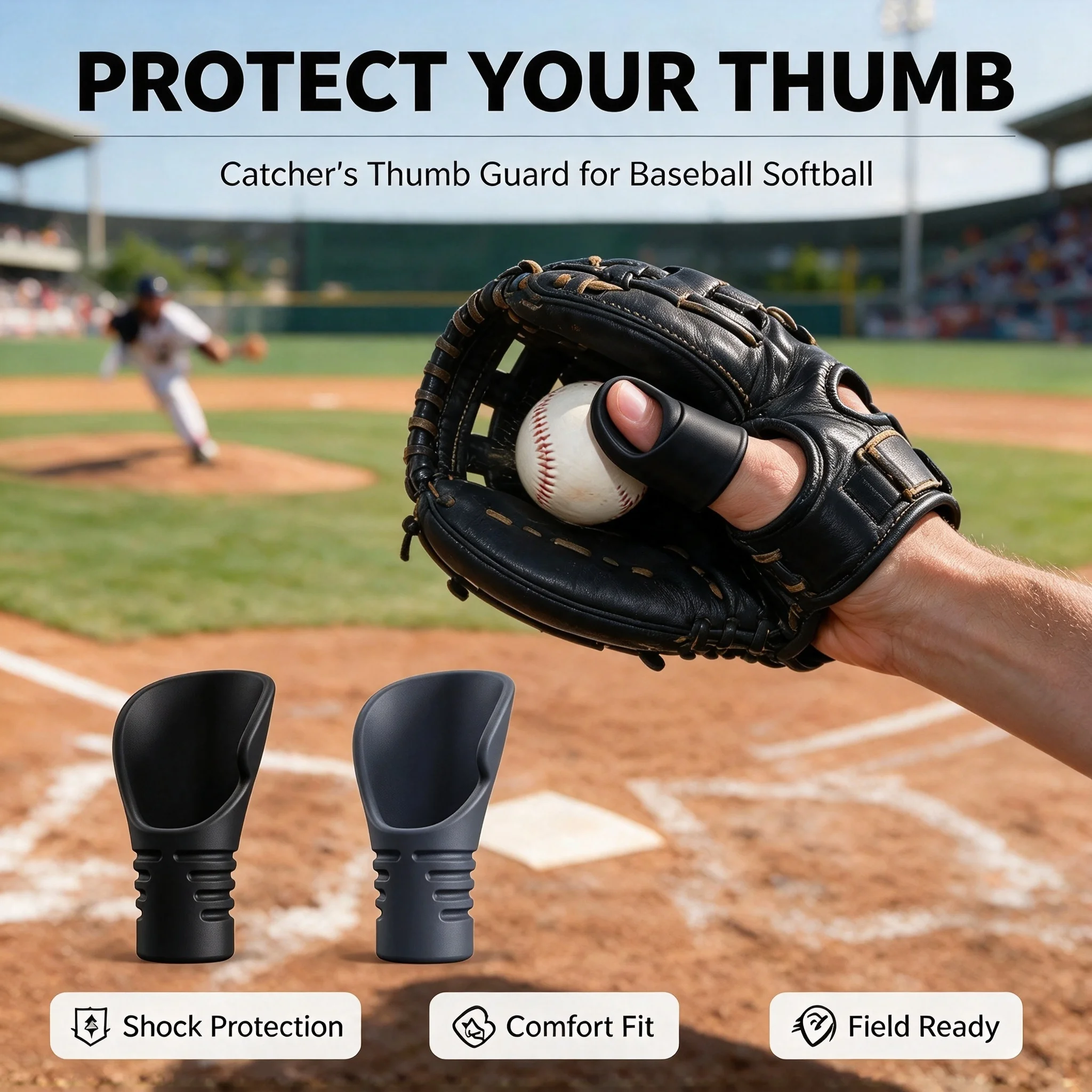 Catcher's Thumb Guard Silicone Protective Thumb Sleeve Baseball Softball Catchers Non-Slip Training Equipment Baseball Accessory
