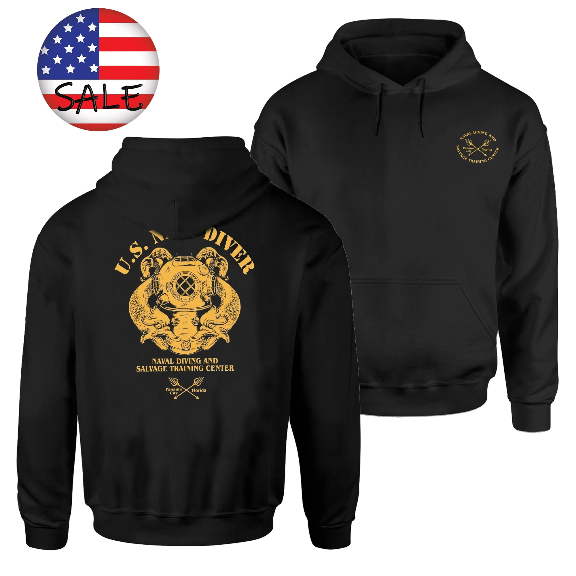 

US Naval Diver PCB Naval Diving and Salvage Center Pullover Hoodie 100% Cotton Casual Mens Sweatshirts Military Style Streetwear