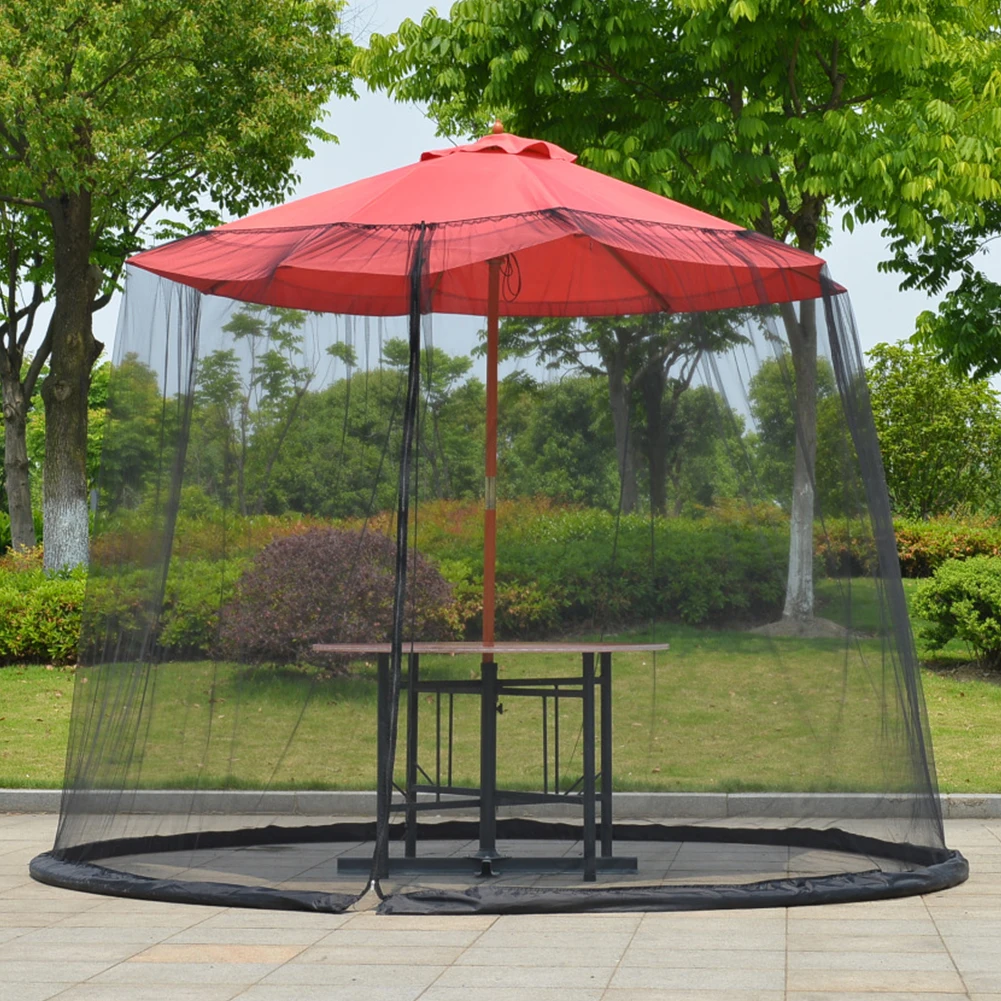 

Mosquito Net Zipper Closure Anti Insect Sunscreen Afternoon Tea Umbrella Cover Mesh Polyester Sun Protection Garden Table Patio