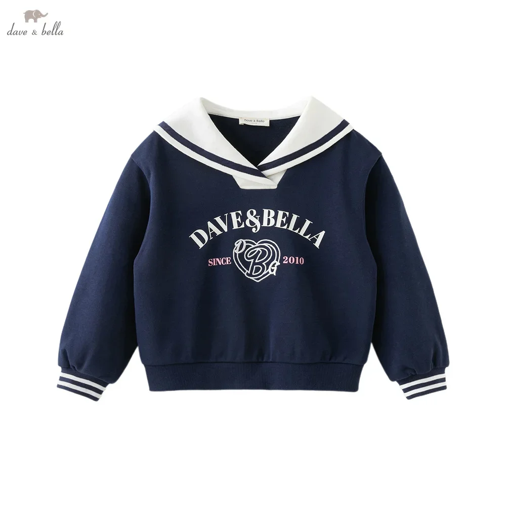 Dave Bella Autumn Children's Hoodie Pullover Girls' Navy Collar Sweatshit Baby Girl Long Sleeved Clothes Fashion Party DK3252756