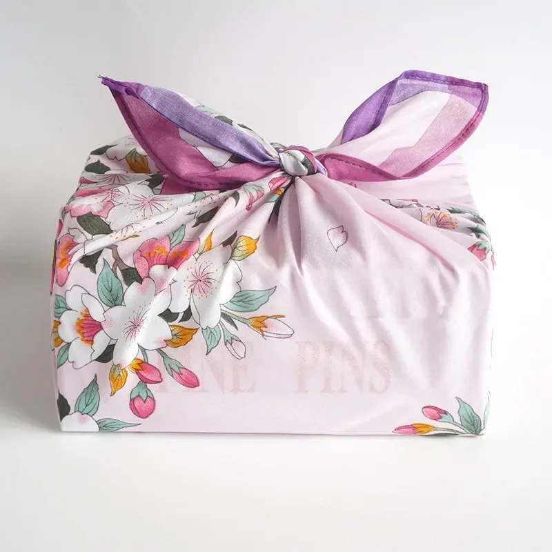 Mouchoir 100% coton fleur de cerisier pour femmes, 3 pièces, 45x45cm, tissu d'emballage, cadeau de fête de mariage