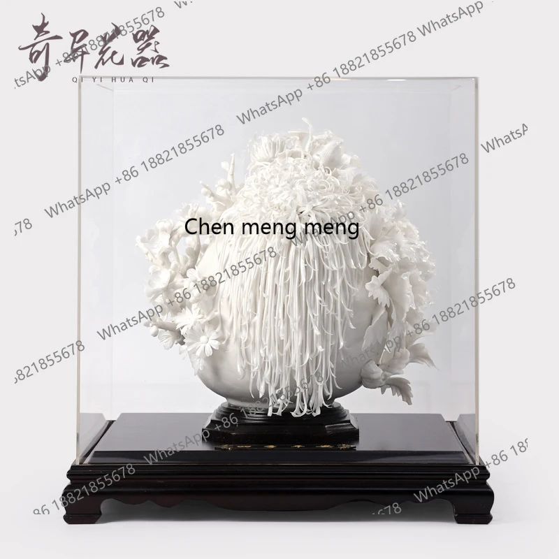 

Dehua high-end white porcelain living room hotel exhibition hall handicrafts, home entrance wine cabinet decorations