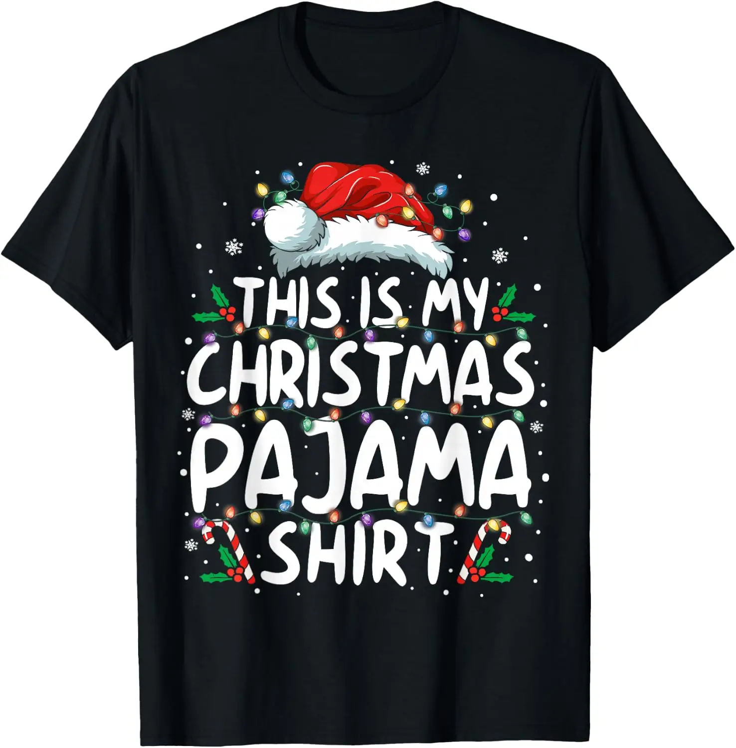 This Is My Christmas Pajama Shirt Funny Xmas Pjs Men Women T-Shirt Men Christmas Themed Graphic T‑Shirt, Casual Crew Neck Short Sleeve Tee, Festive Holiday Art Print Top for Xmas Party Daily Wear Christmas Gift for Men
