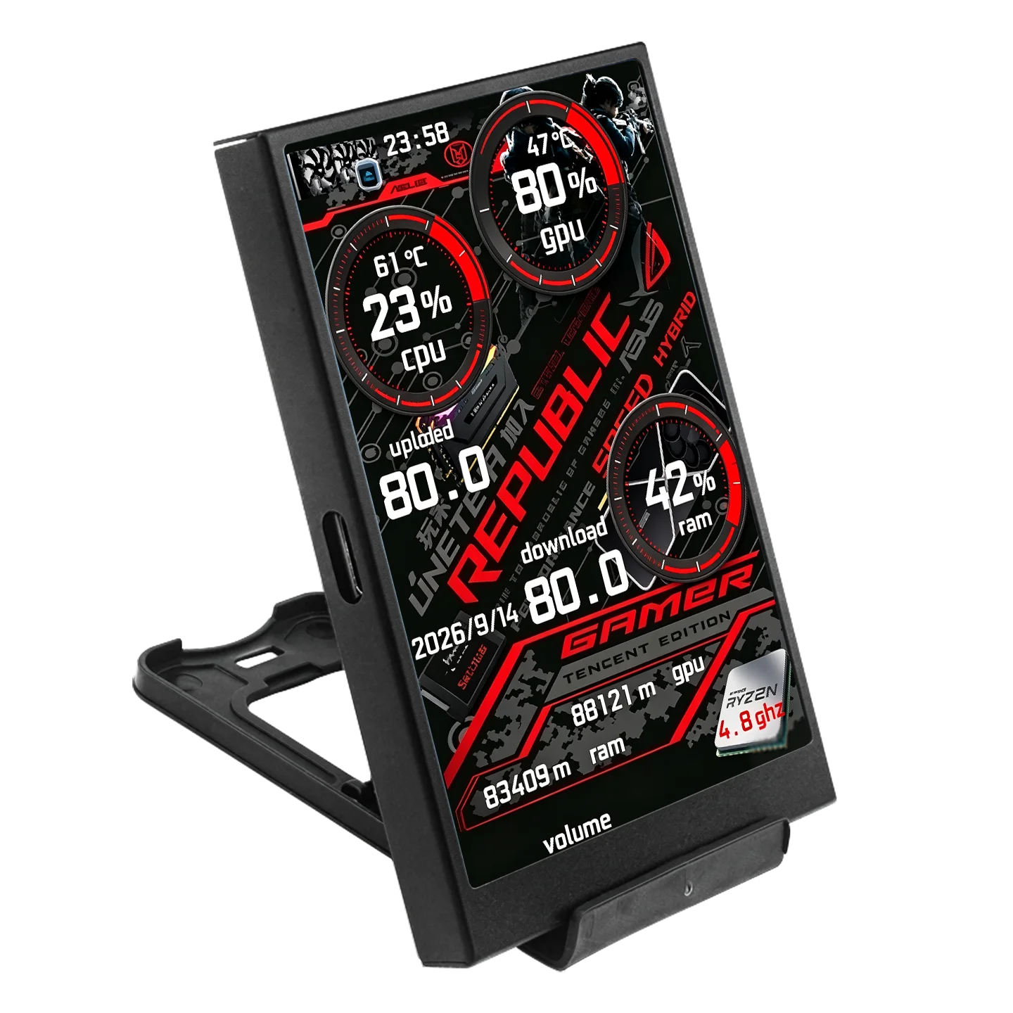 TURZX 3.5 Inch Secondary Screen IPS 320x480 USB Type-C Display with Multiple  Themes for Monitor Computer Hardware CPU GPU RAM