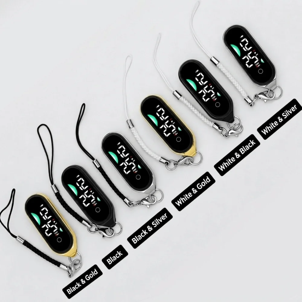 Silent Electronic Hanging Watch Luminous Waterproof School Clock Digital Display Small Pendant Keychain Watch Car Key Decoration
