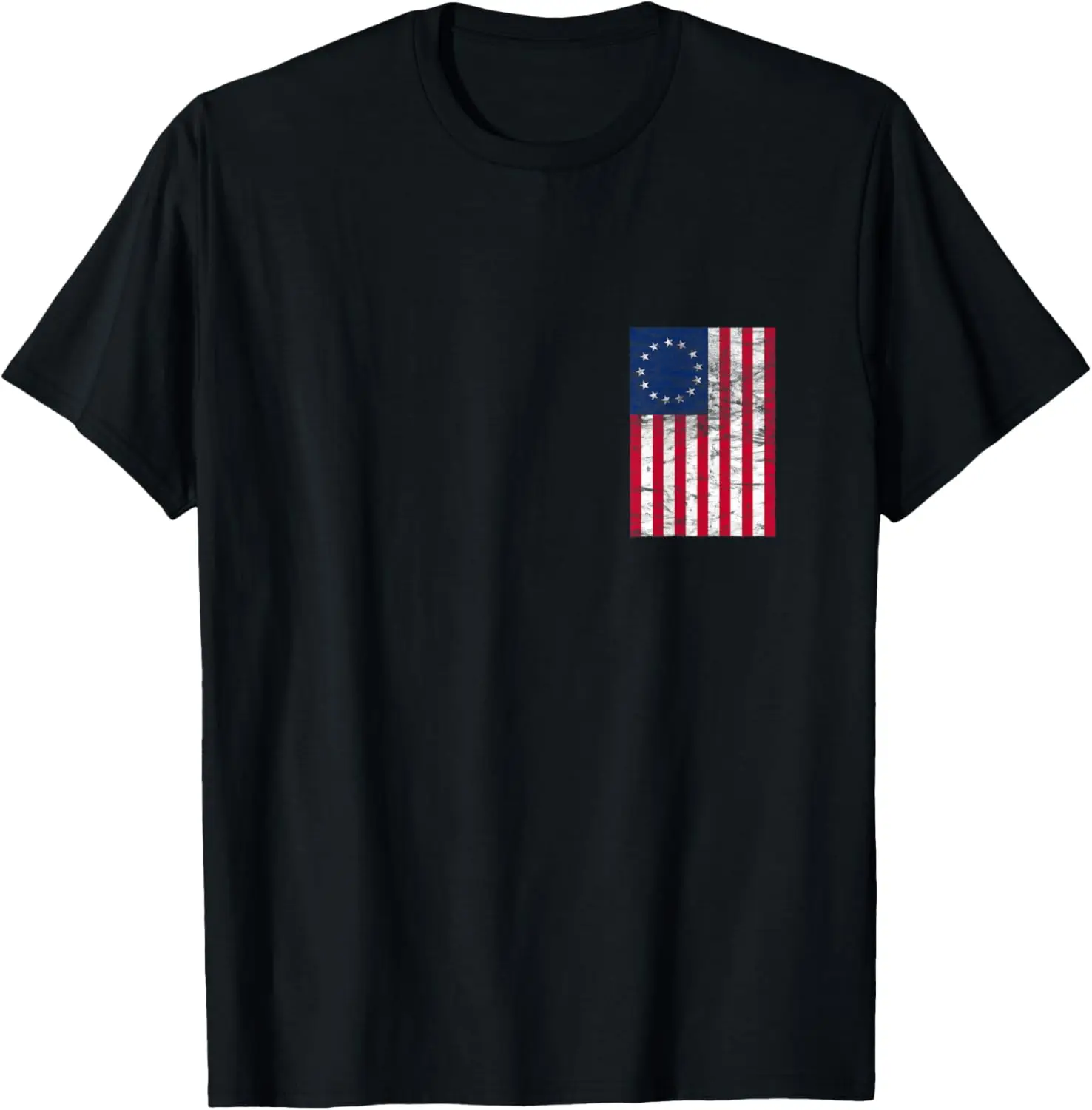T-shirt con bandiera americana Betsy Ross Patriot tascabile vintage retrò