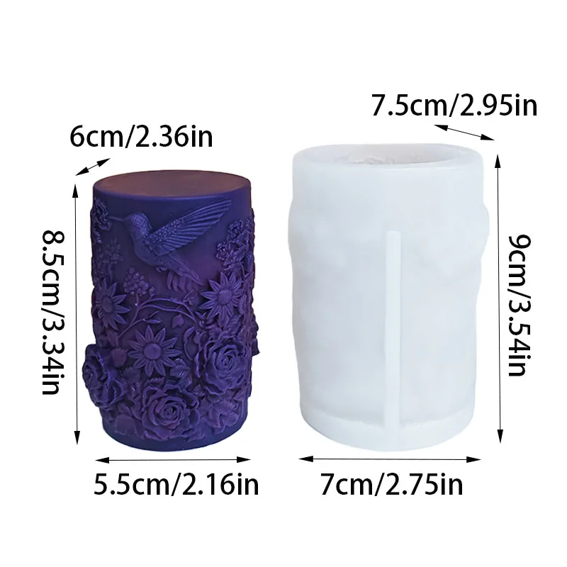 【Spring Flower Language】Hummingbird and Rose Embossed Candle Mold Multi-Layer 3D Petal Silicone Making Tool Handmade DIY Aromatherapy Plaster Shaper view 2