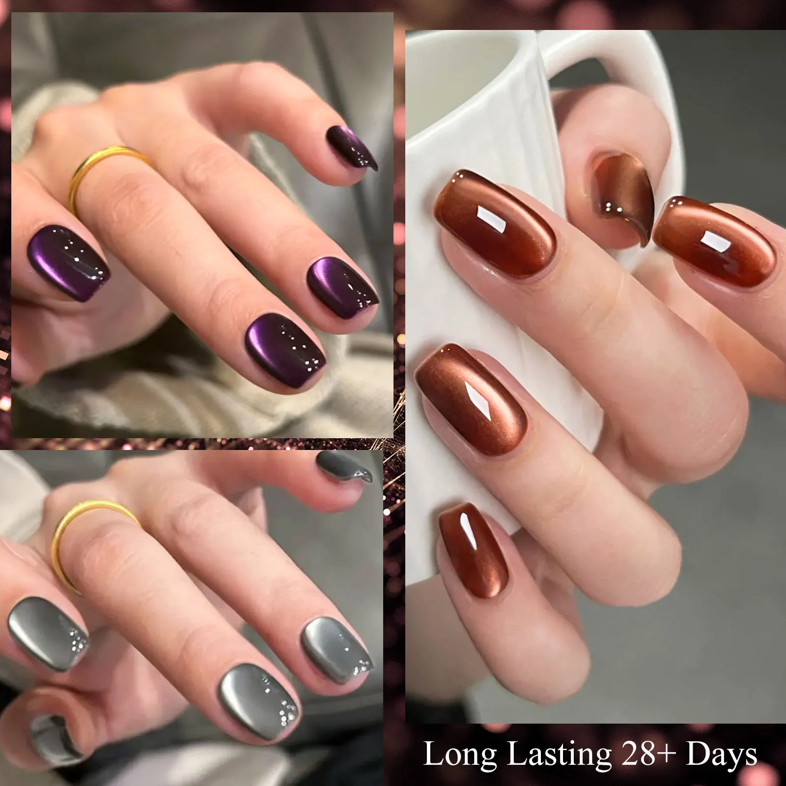 8 stücke Gelee Glas Perle Katze Magnetische Gel Nagellack Set Mit Magnet Stick Basis Gel Top Mantel Semi Permanent tränken Off UV Gel Kit