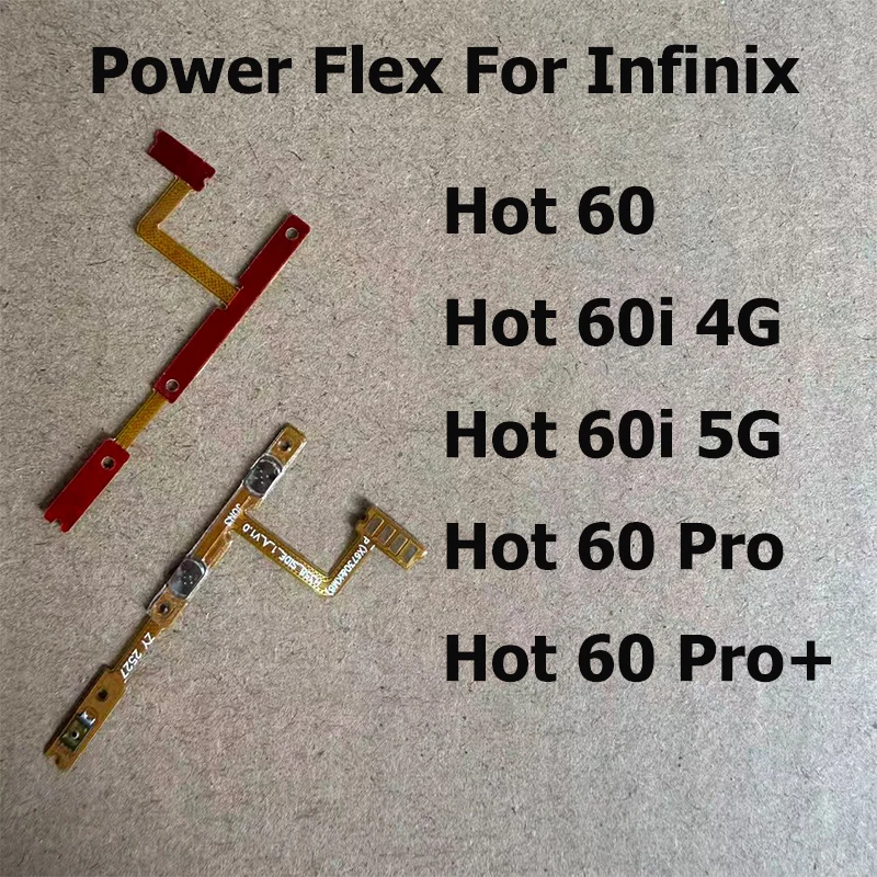 For Infinix Hot 60 60i Pro Pro+ Plus 4G 5G Power Flex Cable Power On Off Volume Button Key Flex Cable Replacement