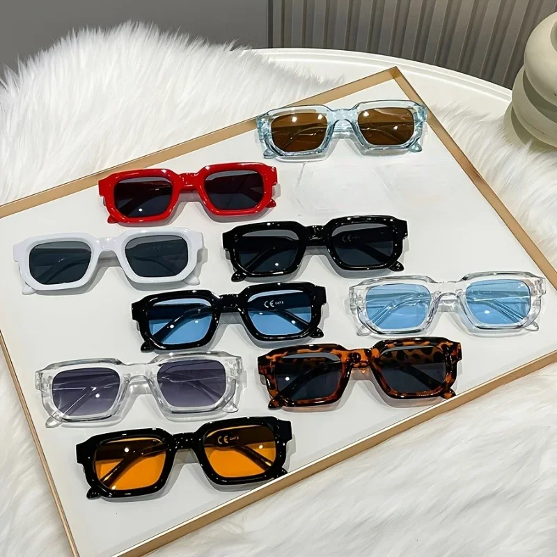10 Pairs of Elegant and Stylish Small-frame Sunglasses for Both Men and Women Randomly Mixed Color Combinations