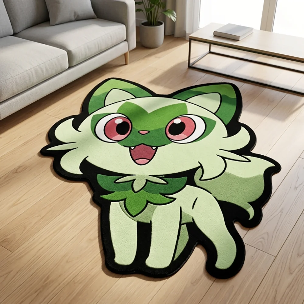 Irregular Pokemon Carpet Cute Sprigatito Anime Floor Mat Fluffy Non-slip Rug Kawaii Gaming Bedroom Fan Gift