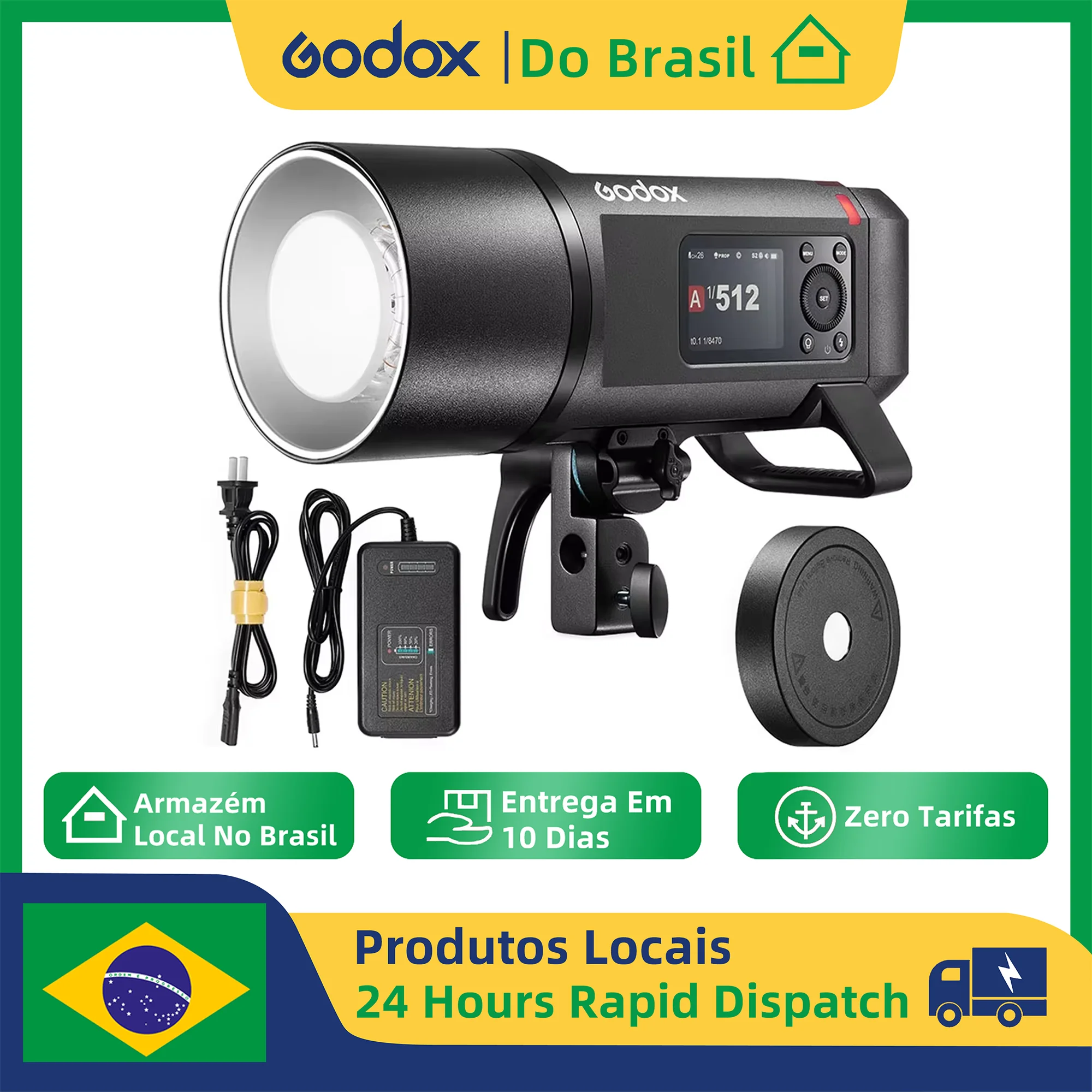 【Do Brasil】Godox AD600PROII All-in-One Outdoor Flash 600W TTL HSS Built-in Li-on Battery 2.4G Wireless X System Strobe Light