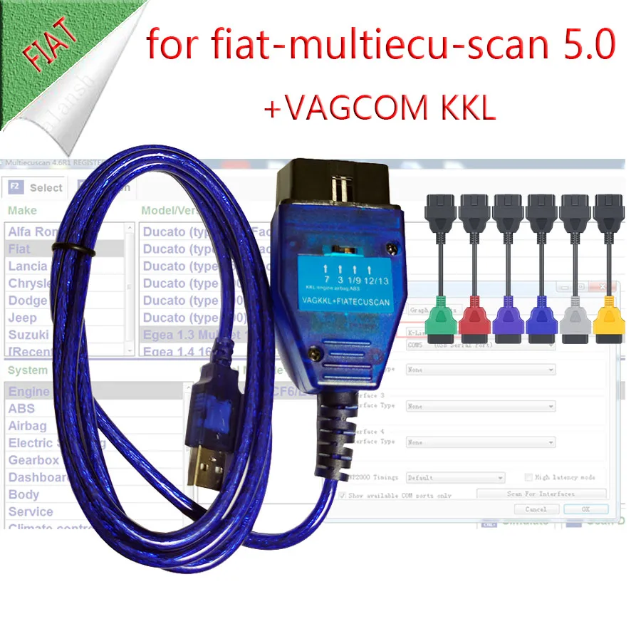 2023 for Fiat VAG KKL COM Multi Ecuscan Diagnostic V5.0 Registered MultiEcu for Alfa Romeo