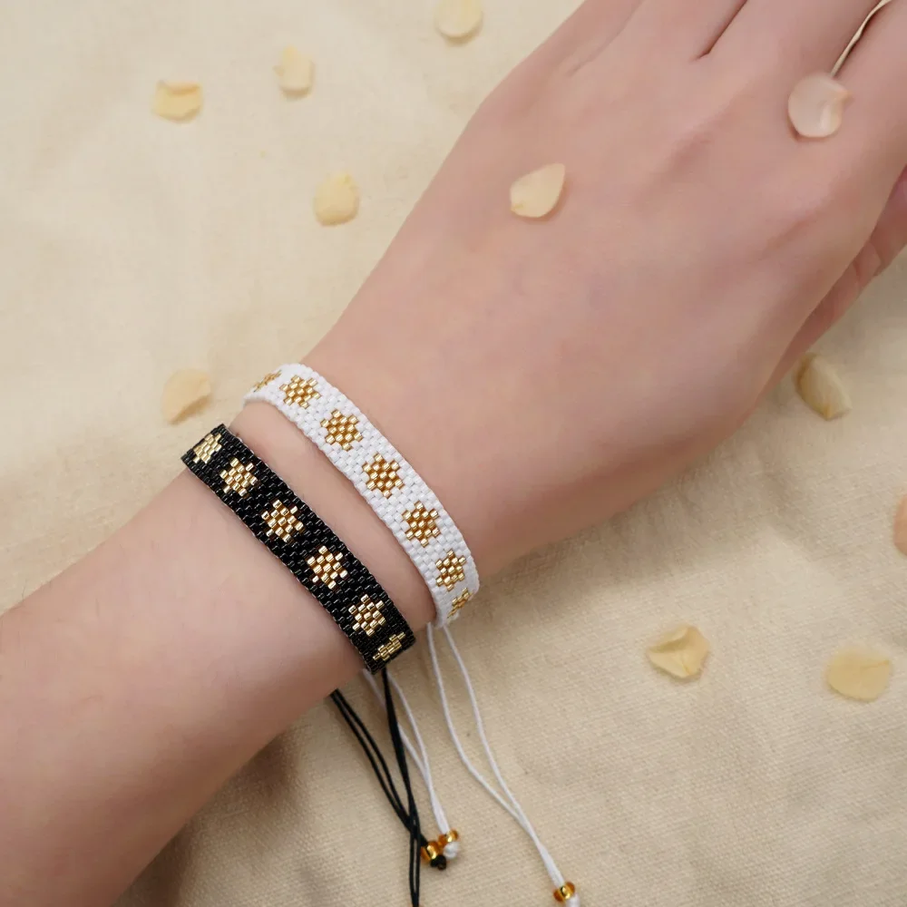 

Rice Ball Bracelet Hand woven fashion Simplicity Adjustable Versatile flower Hexagram Bohemia Unisex Beaded Bracelet