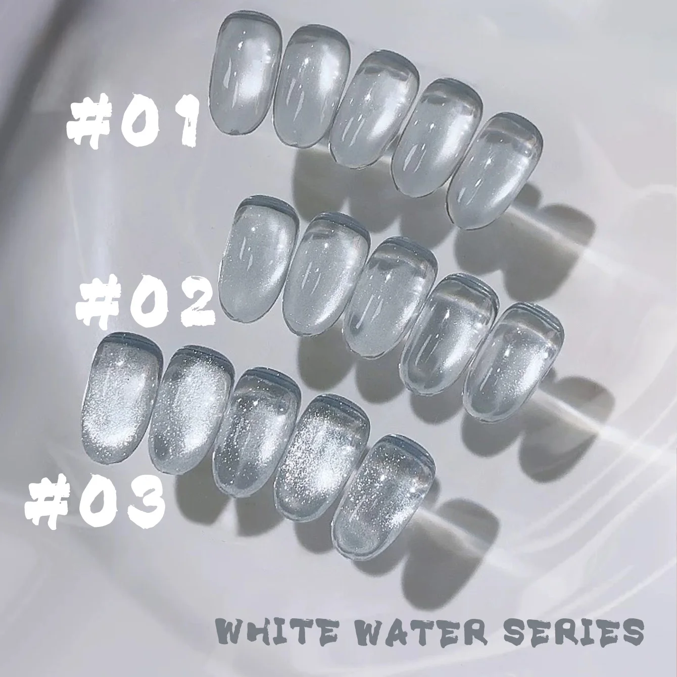MIANEL 12ML 1-21pcs Hot-selling Streamer White Cat Eye Gel Nail Polish White Glass Beads Gel White Nails Nail Art Summer Nails