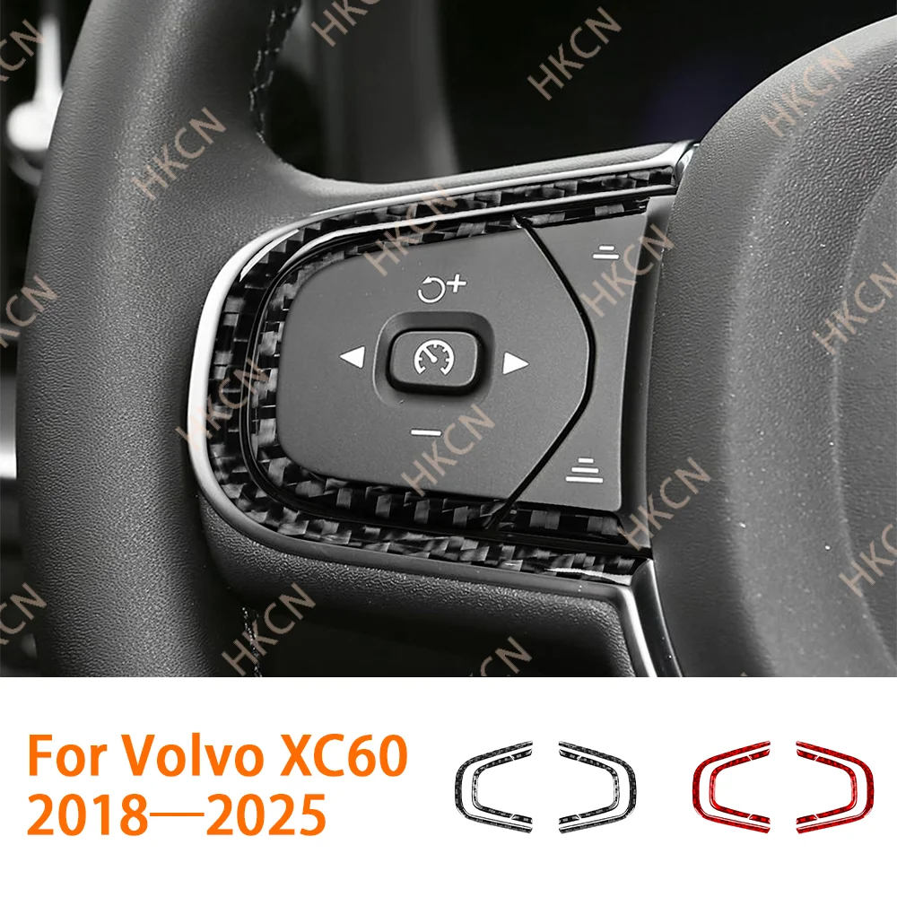 Steering Wheel Button Panel Decal Car Accessories Interior Cover Trim Sticker For Volvo XC60 2018—2025 Carbon Fiber Modification