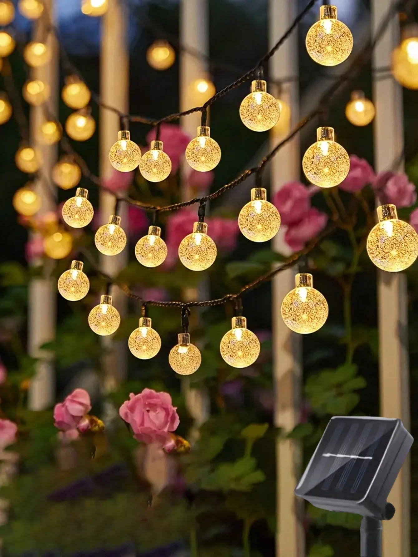 

1PC 20LED/30LED/50LED/100LED solar bubble ball string light,with 8 lighting modes,suitable for gardenparty,and yard decoration
