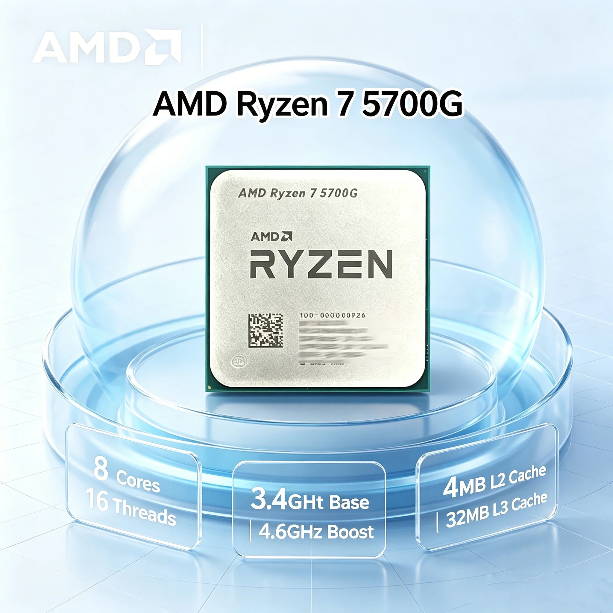 Procesador AMD Ryzen 7 5700G de 4.6GHz, 8 Núcleos, 16 Subprocesos, 16MB de Caché L3, Socket AM4, 100% Nuevo Sin Empaque