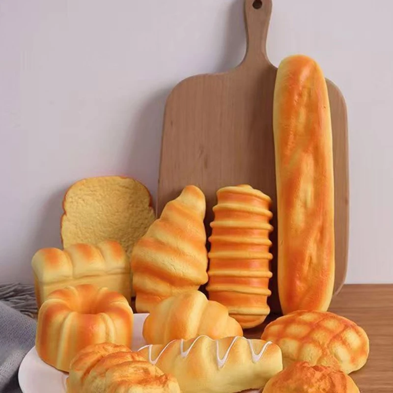 Squeeze Toy Bread Squeeze Stress Relief Toy Set with Soft PU Press Feel for Desk Breaks, Study Pauses, and Casual Hand 15UB