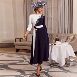 Simple Mother of the Bride Dresses 2025 Lace Applique A-Line Wedding Guest Gowns 3/4 Sleeves Dress Women For Wedding Party