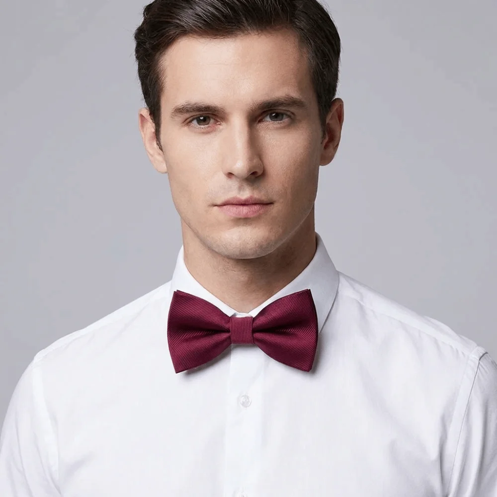 Fashion Solid Color Bowknot Bowtie Satin Adjustable Classic Ties Slim Formal Men Ties Gentleman