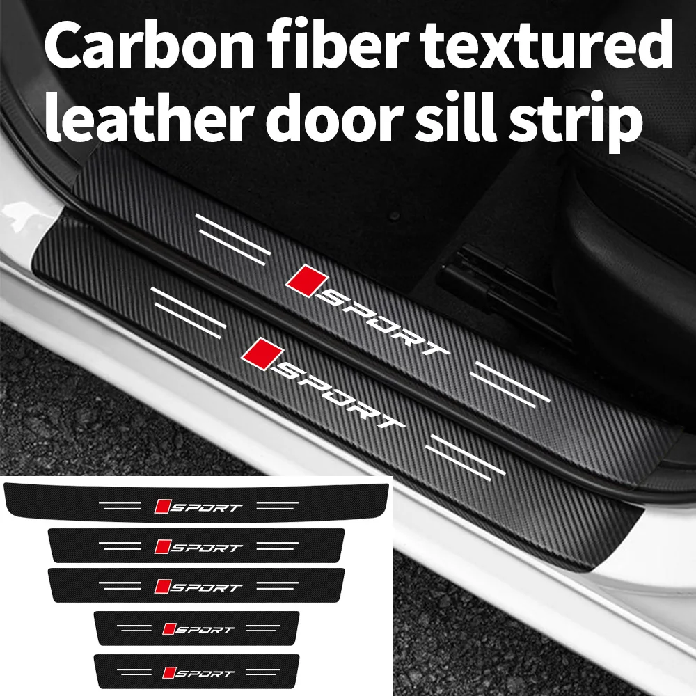 Car Threshold Strip Single Square Red Sporty Personalized Creative Car Door Pedal Anti-Scratch Protective Sticker Decoration