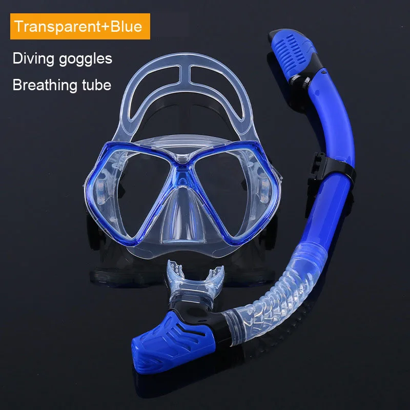 

Adult men and women large frame silicone tempered glass with snorkeling mask sets free diving swimming gear snorkeling sets